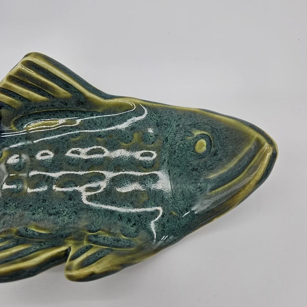 Handmade & Painted Clay Fish Decor/tray Signed Cabin Chic